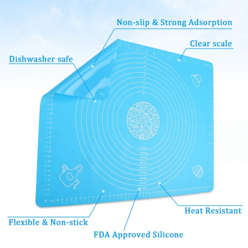 Ewinever 1Set Rolling Pin Pastry Mat Set Non-Stick 6 in 1 Dough Roller Baking Kit with Pastry Cutter Reusable Kneading Mat Scraper Basting Brush - Image 5